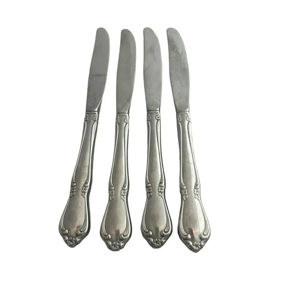 Oneidacraft Deluxe Stainless Flatware Set Chateau Floral Butter Knives Dining